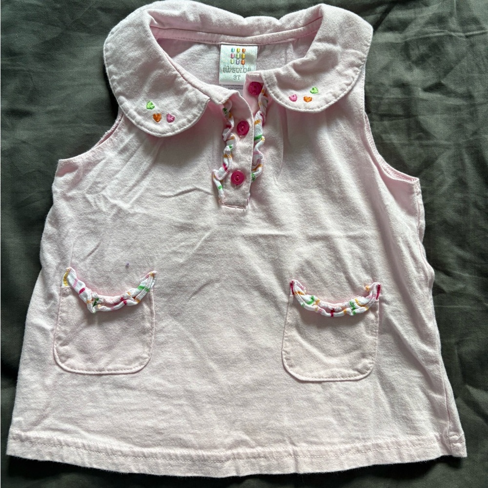 Absorba Pink Top with Colorful Embroidery